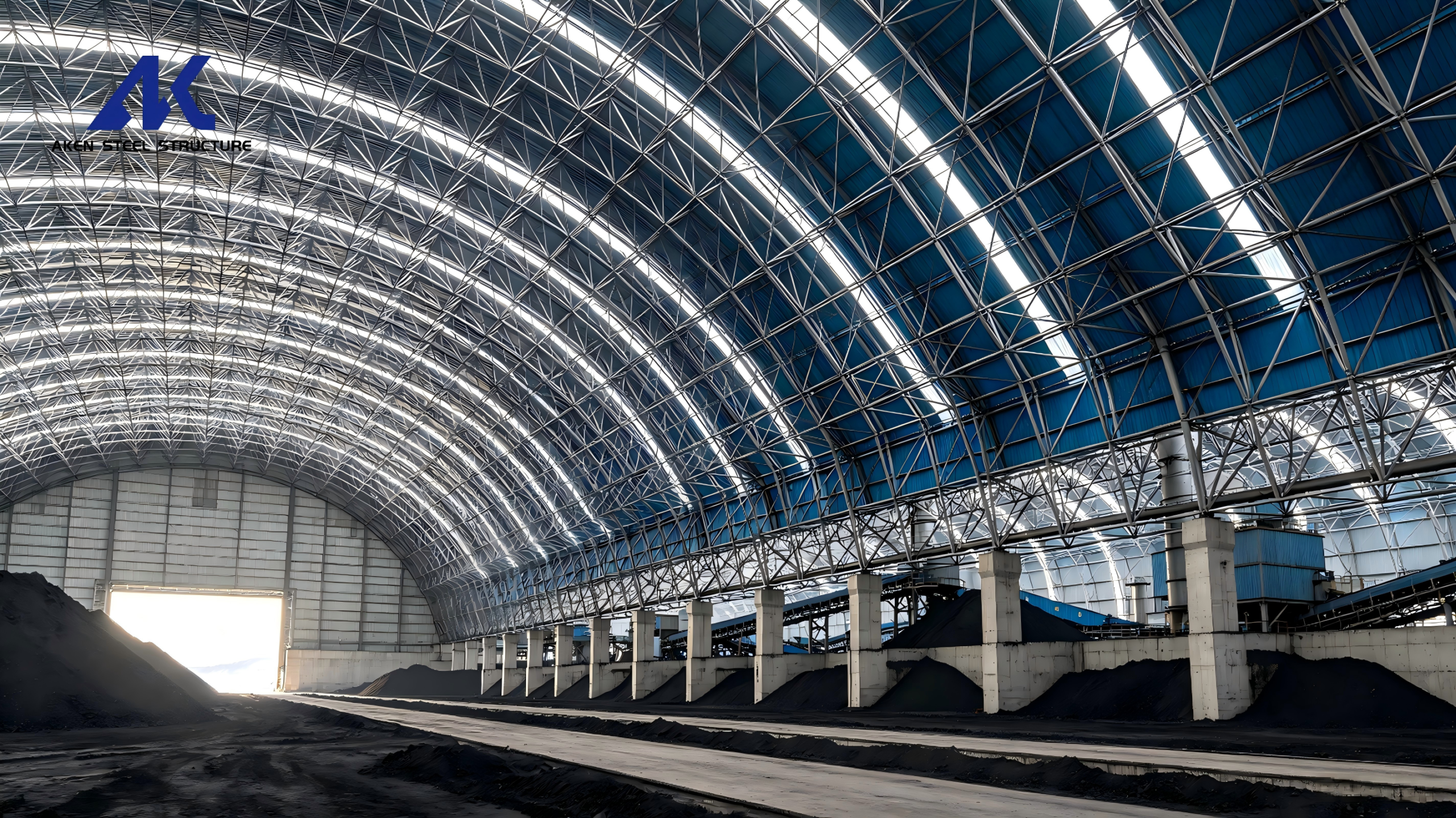 Large Span Design Space Frame Steel Structural Arch Roof Design Coal Storage Shed1